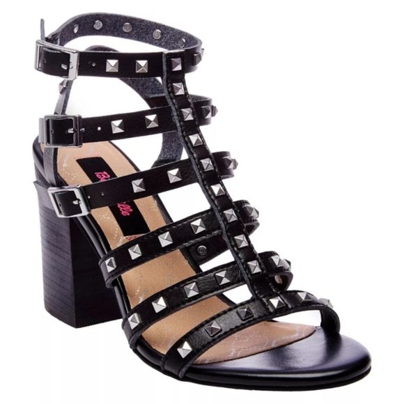 BETSEY Johnson Black Studded Gladiator Sandals 11 - Picture 2 of 6